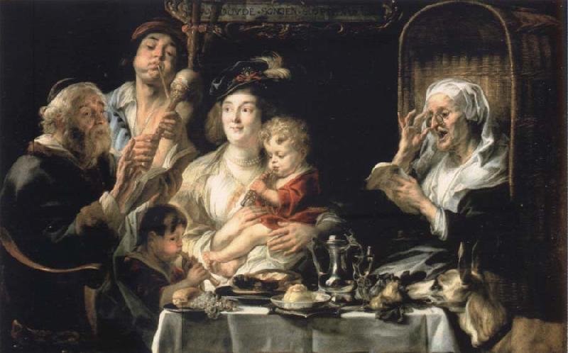 Jacob Jordaens How the old so pipes sang would protect the boys